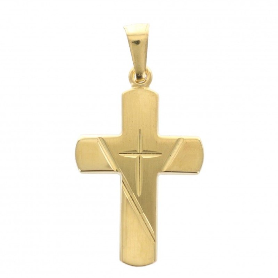 Palais du Rosaire Medaille Et Croix Plaque Or | Pendentif Plaque Or Double Croix 20 Mm
