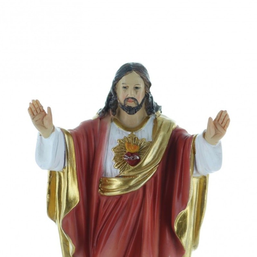 Palais du Rosaire Sacre&Coeur De Jesus | Statue Du Sacre Coeur De Jesus En Resine Coloree 20 Cm