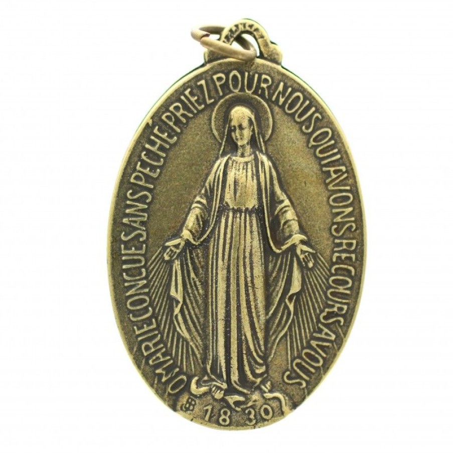 Palais du Rosaire Medaille Et Croix Metal | Medaille Miraculeuse En Metal Couleur Bronze 30Mm