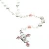 Palais du Rosaire Chapelet Pour Enfant | Chapelet De Communion Rose Avec Fleurs Argentees Et Sa Boite