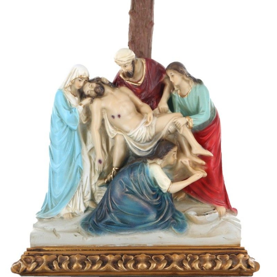 Palais du Rosaire Paques | Scene De La Descente De La Croix En Resine Coloree 45Cm