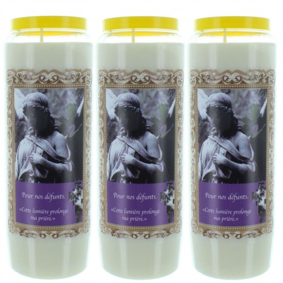 Palais du Rosaire Bougie Neuvaine | Lot De 3 Bougies De Neuvaine Pour Les Defunts 17,5Cm