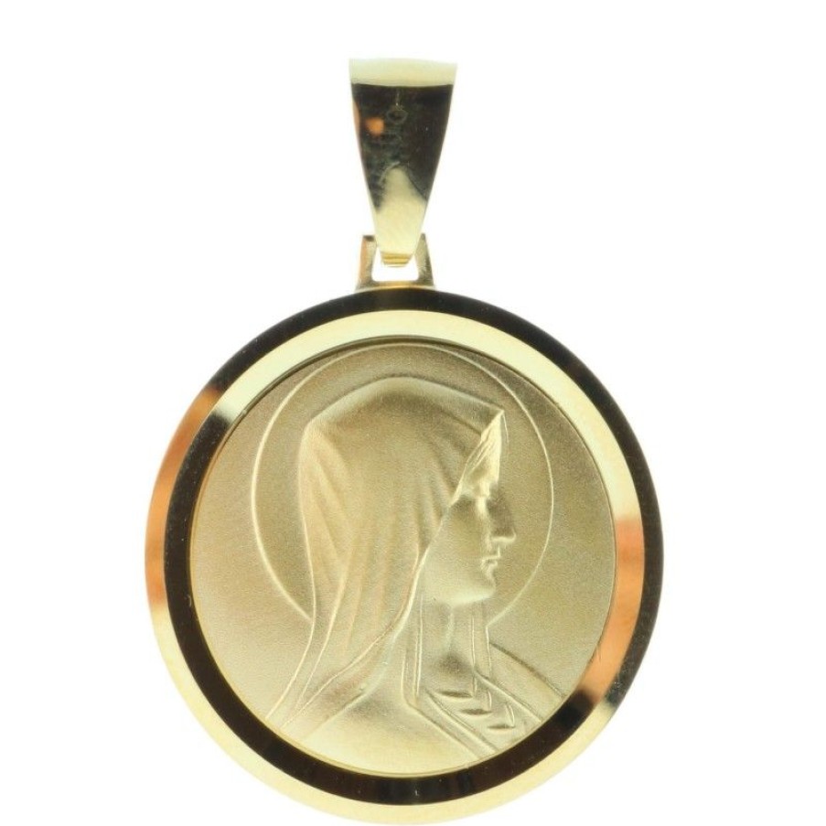 Palais du Rosaire Medaille Et Croix Plaque Or | Medaille Vierge Marie Revers Apparition De Lourdes 30 Mm Plaque Or
