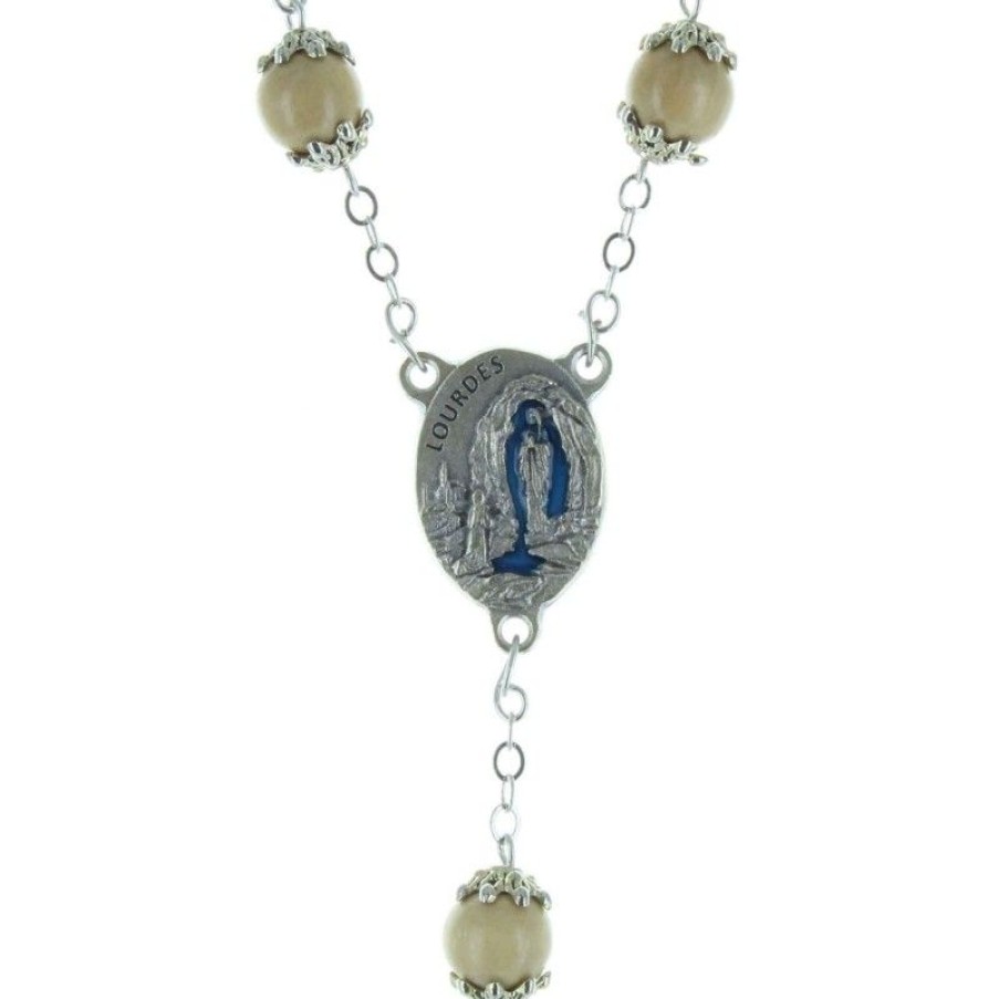 Palais du Rosaire Chapelet Bois | Chapelet Eau De Lourdes Avec Des Grains Bois Festonnes 10Mm
