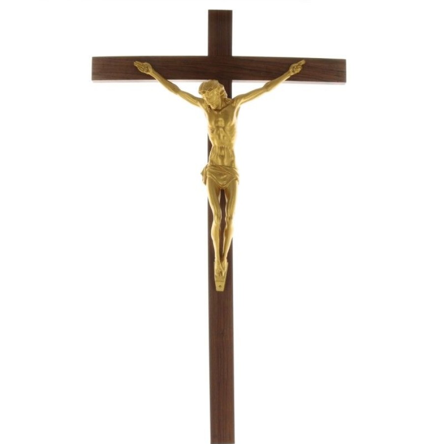 Palais du Rosaire Crucifix Bois | Crucifix En Bois Avec Le Christ Dore 45Cm