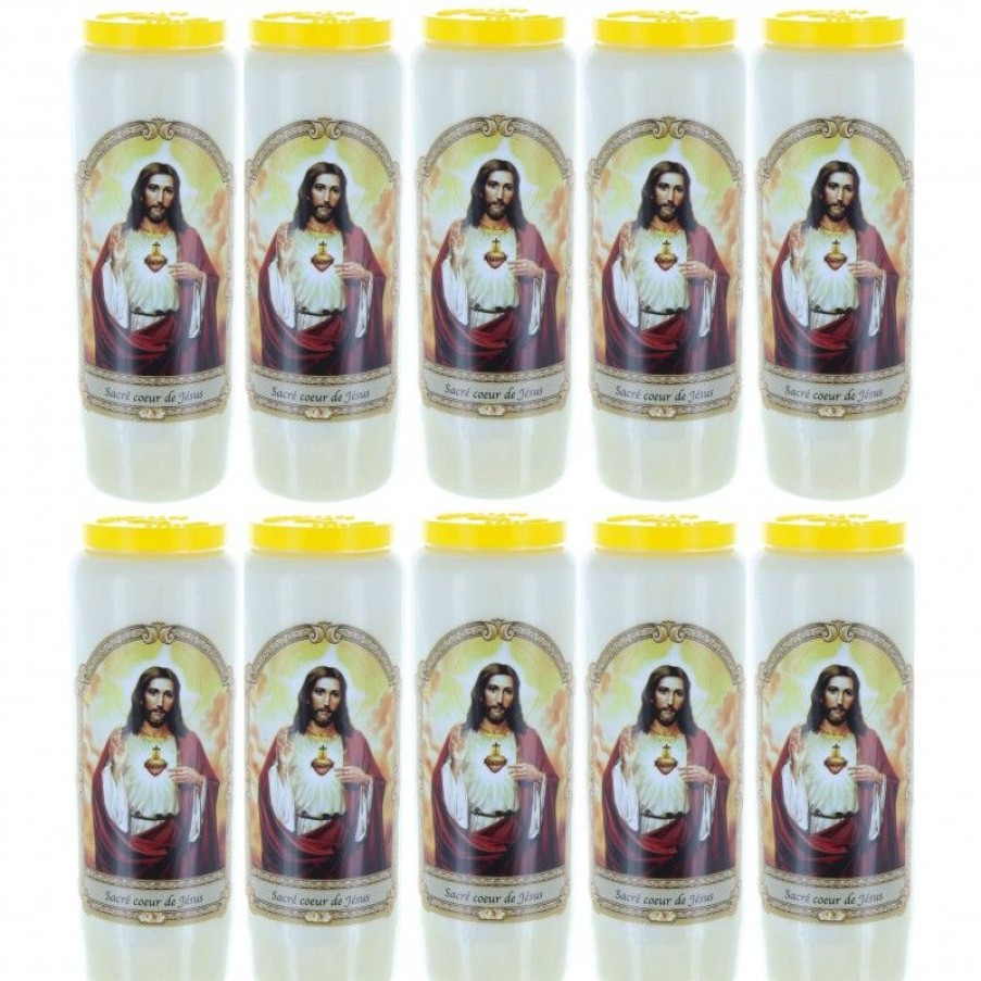 Palais du Rosaire Bougie Neuvaine | Lot De 10 Bougies Neuvaine Sacre Coeur De Jesus 17,5 Cm