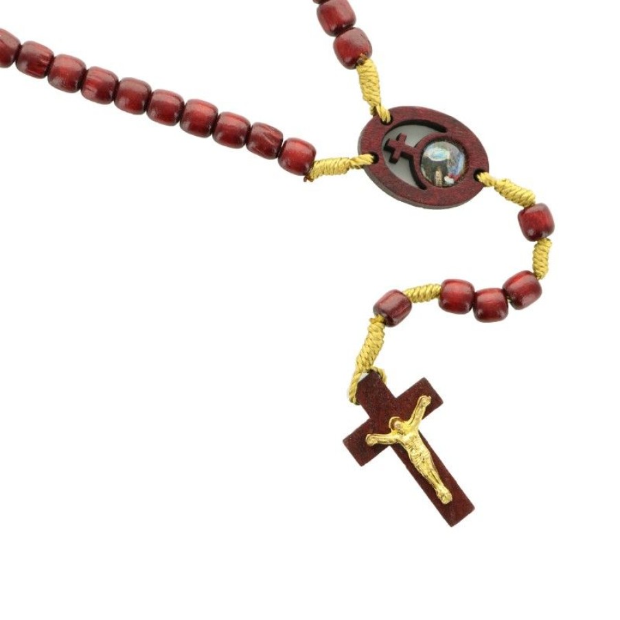 Palais du Rosaire Chapelet Bois | Chapelet De L'Apparition En Bois Rouge Vernis