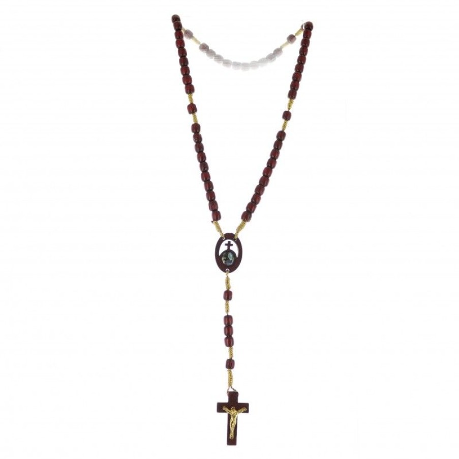Palais du Rosaire Chapelet Bois | Chapelet De L'Apparition En Bois Rouge Vernis