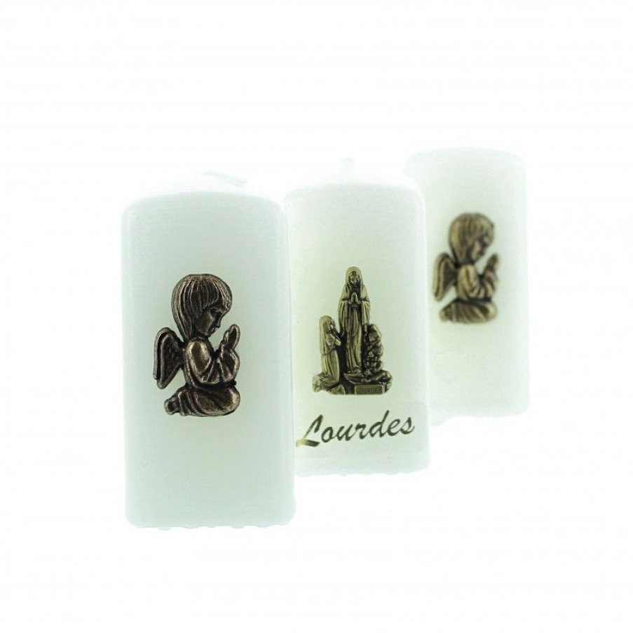 Palais du Rosaire Bougie Decorative | Lot De 3 Bougies Apparition Et Anges 6X3Cm