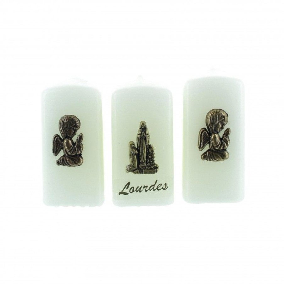 Palais du Rosaire Bougie Decorative | Lot De 3 Bougies Apparition Et Anges 6X3Cm