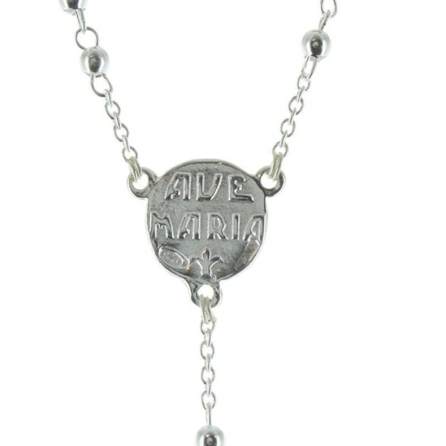 Palais du Rosaire Chapelet Argent | Chapelet De Lourdes En Argent Avec Fermoir Grains 3Mm Croix Classique