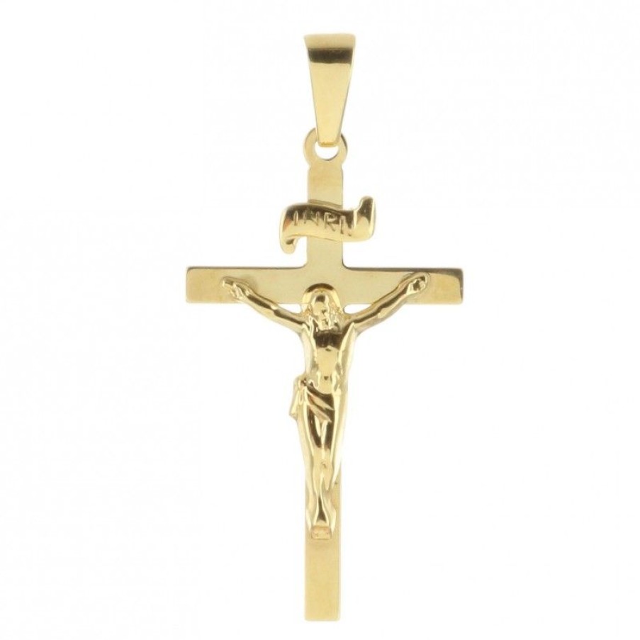 Palais du Rosaire Medaille Et Croix Or | Pendentif Crucifix En Or Avec Le Christ 3Cm
