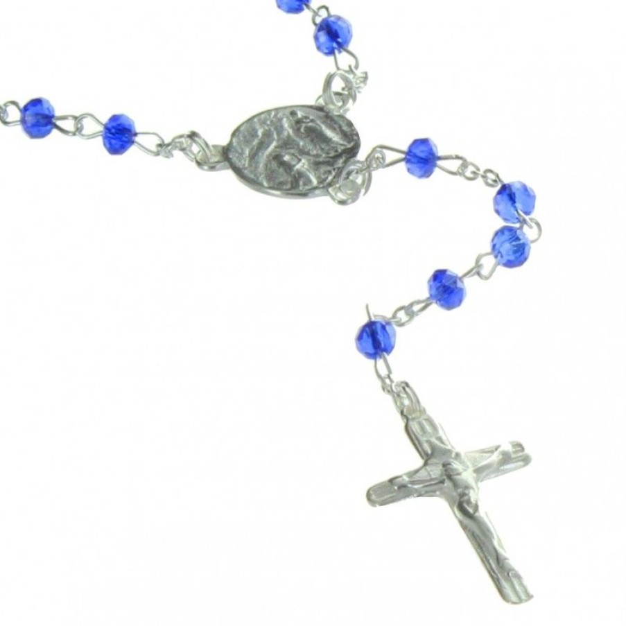 Palais du Rosaire Chapelet Argent | Chapelet De Lourdes En Argent Avec Des Grains En Cristal 3Mm