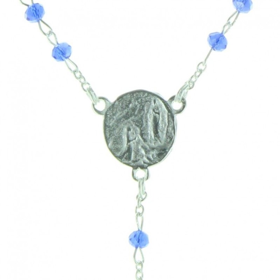 Palais du Rosaire Chapelet Argent | Chapelet De Lourdes En Argent Avec Des Grains En Cristal 3Mm