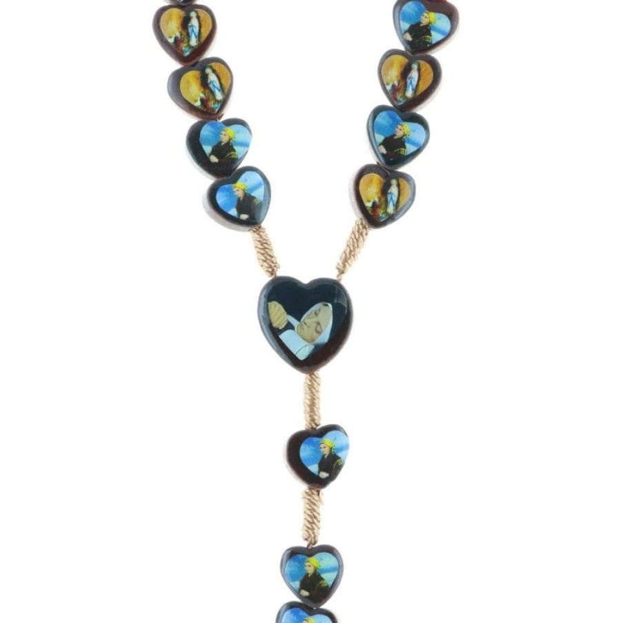 Palais du Rosaire Chapelet Bois | Chapelet De Lourdes Avec Images De L'Apparition Et Sainte Bernadette En Corde Et Grains Bois