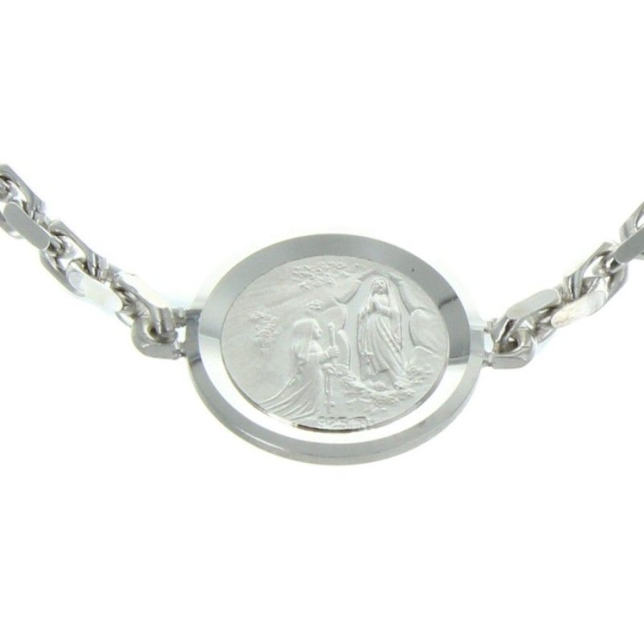 Palais du Rosaire Bracelet Argent | Bracelet De Lourdes En Argent Avec Une Medaille Double Face