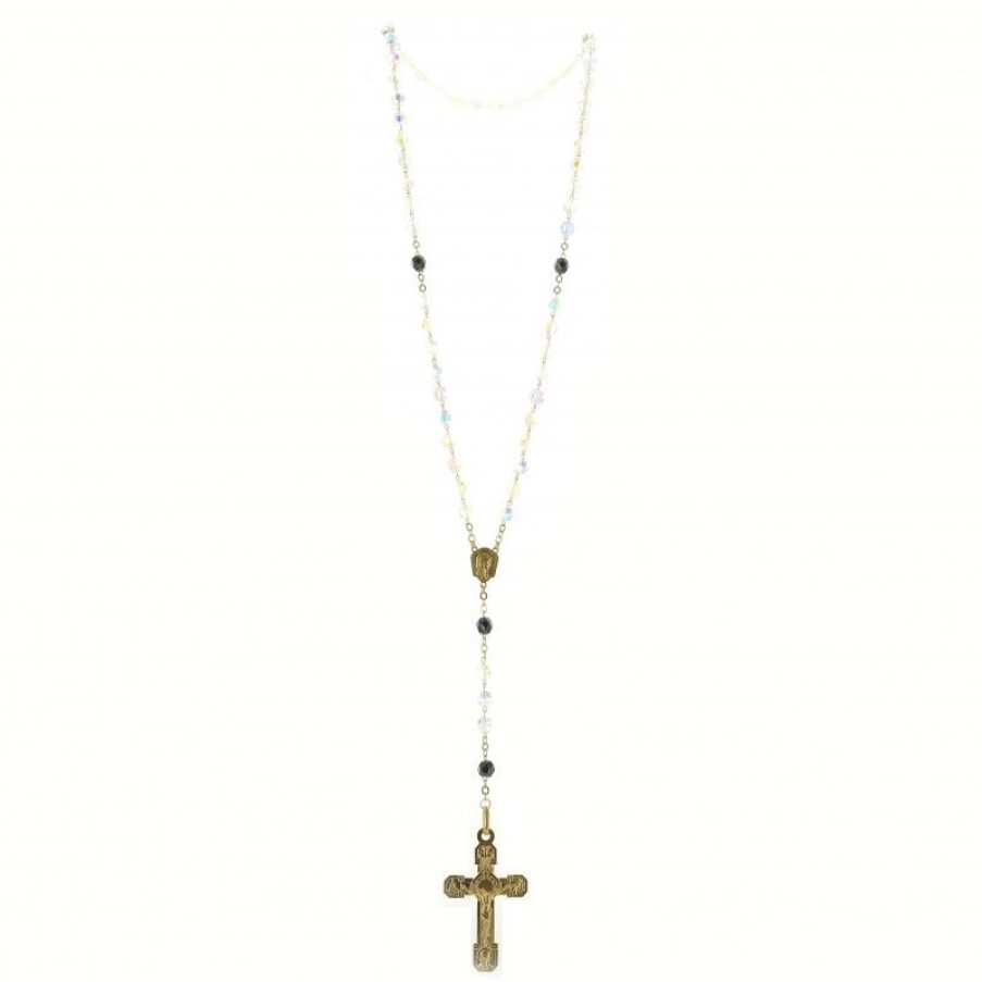 Palais du Rosaire Chapelet Cristal | Chapelet De Lourdes Dore En Cristal Swarovski Avec Coeur Apparition