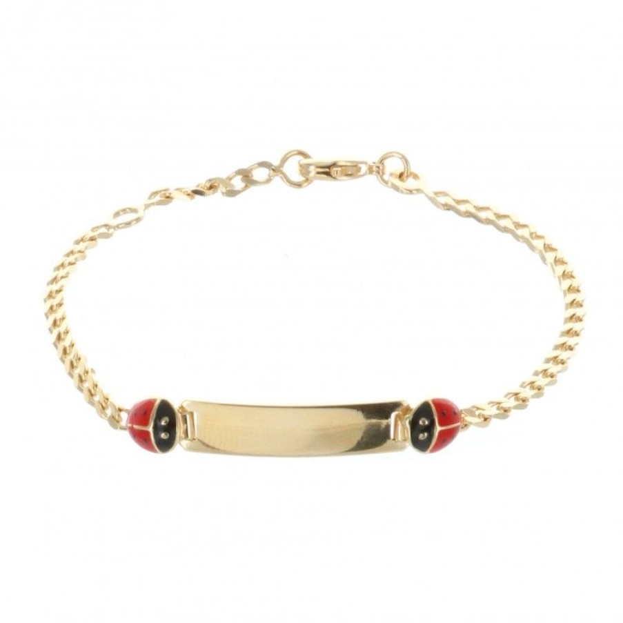 Palais du Rosaire Bracelet Plaque Or | Gourmette Pour Enfant En Plaque Or Avec Une Decoration Coccinelle