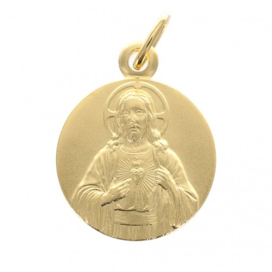 Palais du Rosaire Medaille Et Croix Plaque Or | Lot De 100 Medailles Sacre Coeur De Jesus En Plaque Or 16 Mm