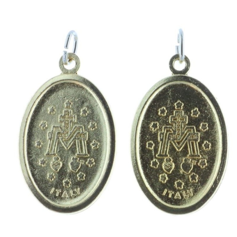 Palais du Rosaire Medaille Et Croix Metal | Lot De 2 Medailles De La Vierge Miraculeuse En Metal Dore