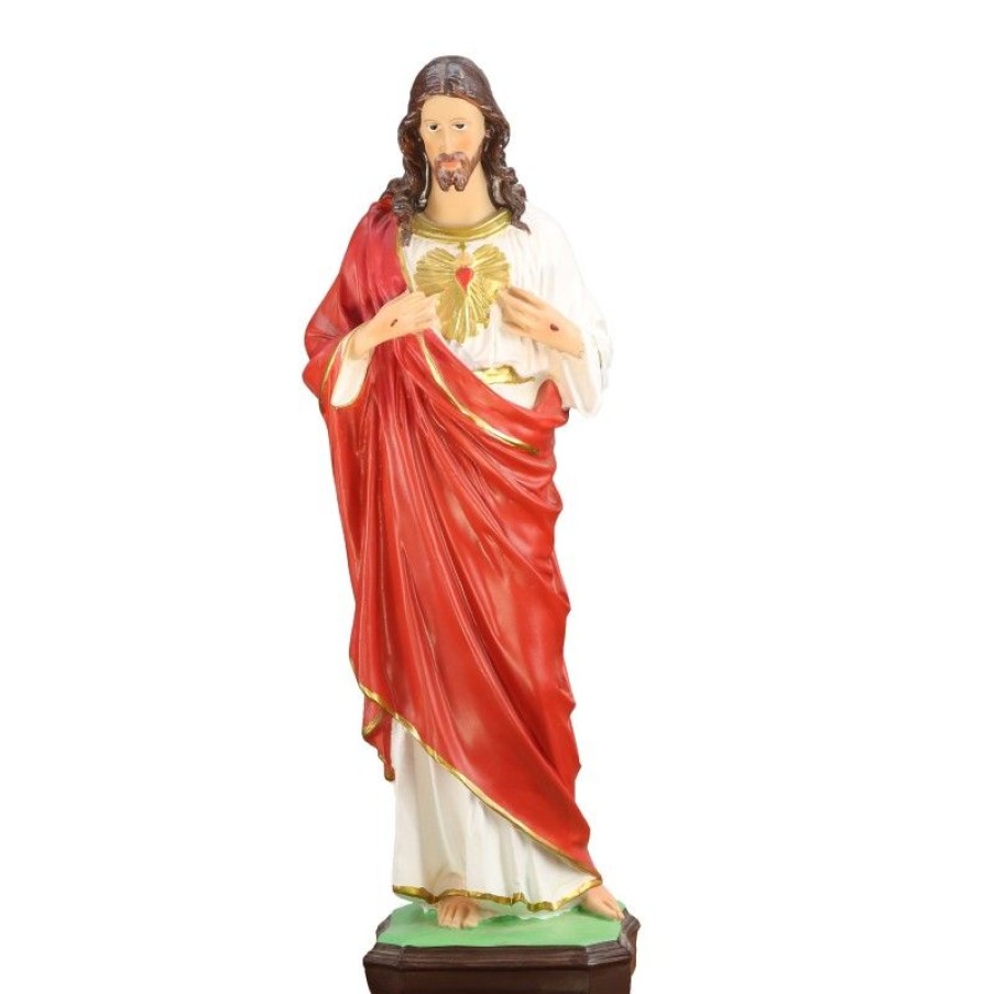 Palais du Rosaire Sacre&Coeur De Jesus | Statue Du Sacre Coeur De Jesus De 50Cm En Resine