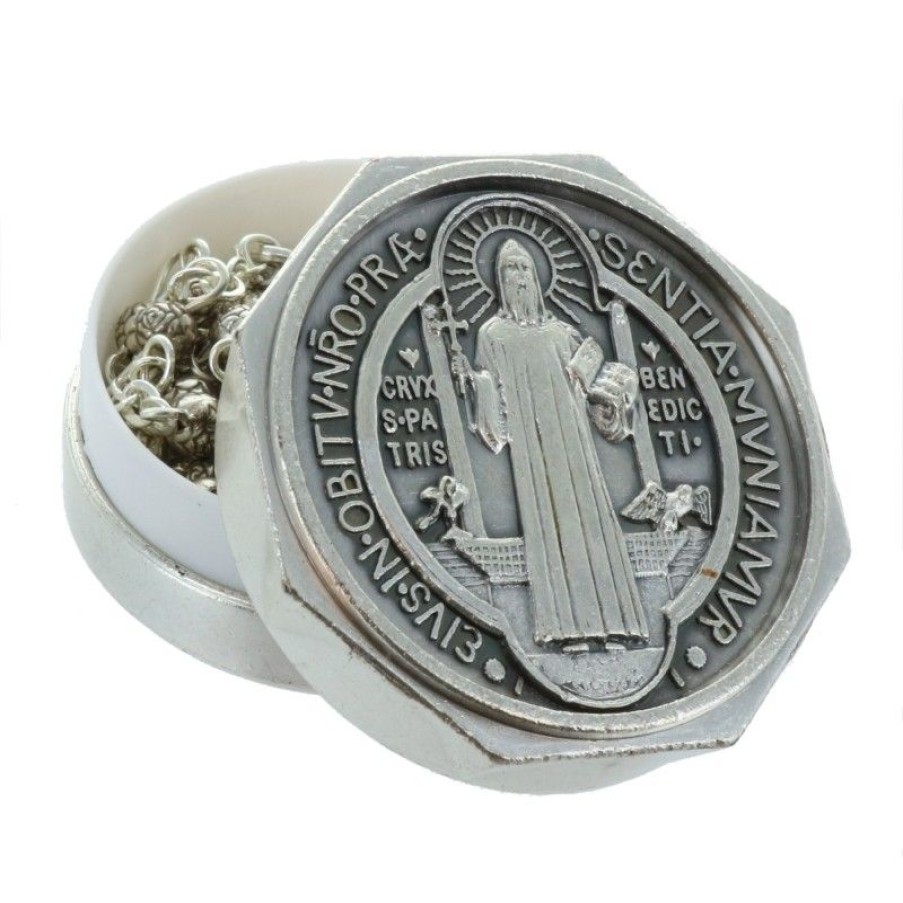 Palais du Rosaire Chapelet Metal | Chapelet De Saint Benoit En Metal Avec Une Boite