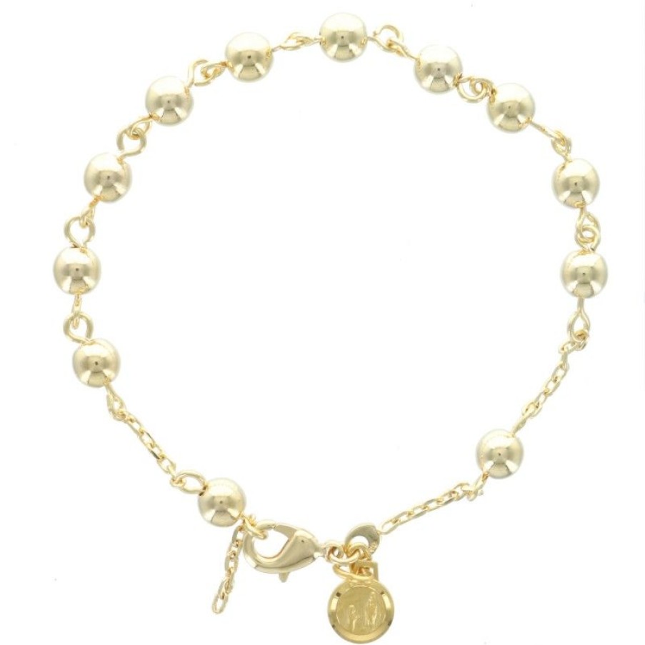 Palais du Rosaire Bracelet Plaque Or | Bracelet Dizainier En Plaque Or, Perles 6Mm Et Medaille De Lourdes