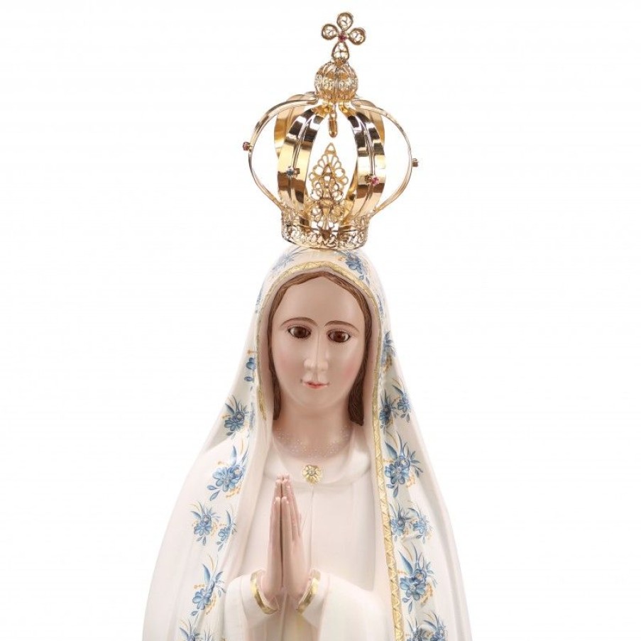 Palais du Rosaire Statue Vierge De Fatima | Statue De Fatima Vetue De Son Manteau Fleuri Bleu 95 Cm