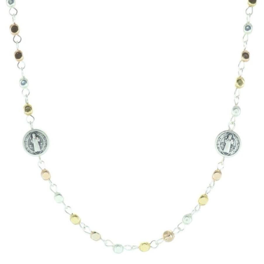 Palais du Rosaire Collier Fantaisie | Collier Dizainier Saint Benoit Avec Perles Metal