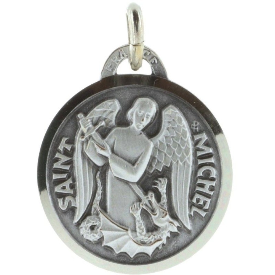 Palais du Rosaire Medaille Et Croix Metal | Medaille De Saint Michel Argentee 20Mm