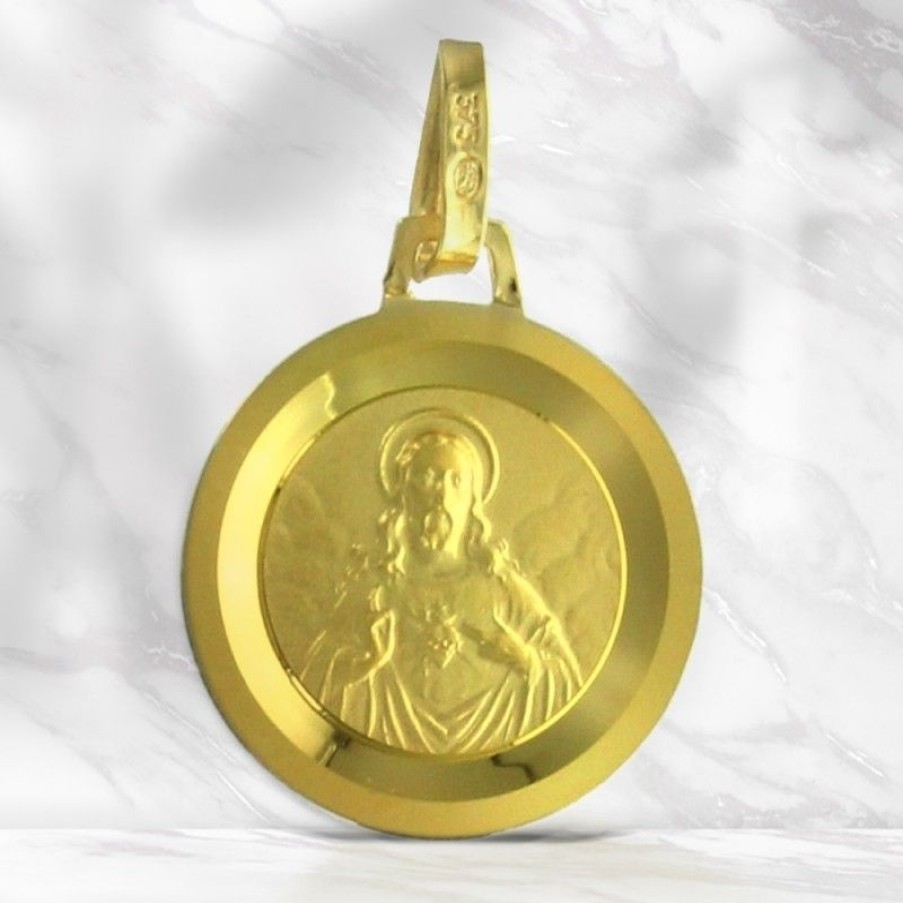 Palais du Rosaire Medaille Et Croix Or | Medaille Scapulaire En Or 12Mm