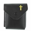 Palais du Rosaire Etui A Chapelet | Etui A Chapelet En Cuir Noir Avec Une Croix Doree