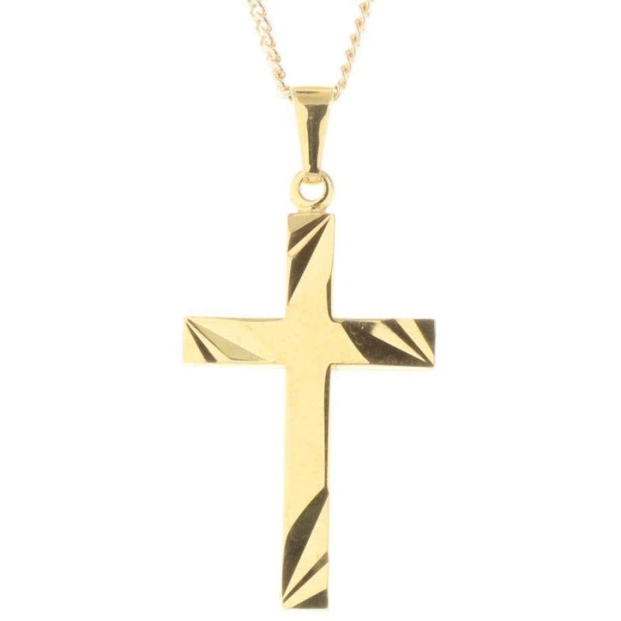 Palais du Rosaire Medaille Et Croix Plaque Or | Parure Pendentif Croix Plaque Or Et Chaine Doree 50Cm