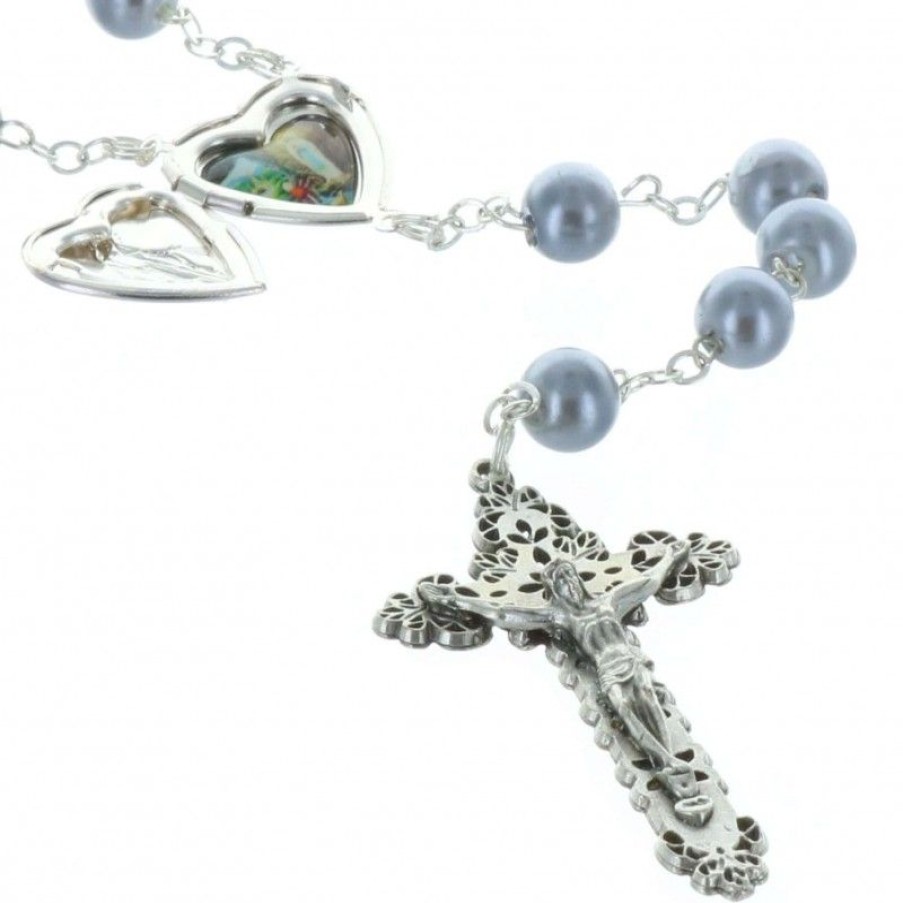Palais du Rosaire Chapelet Verre | Chapelet De Lourdes En Verre, Grains Colores Et Coeur Ouvrant De Lourdes