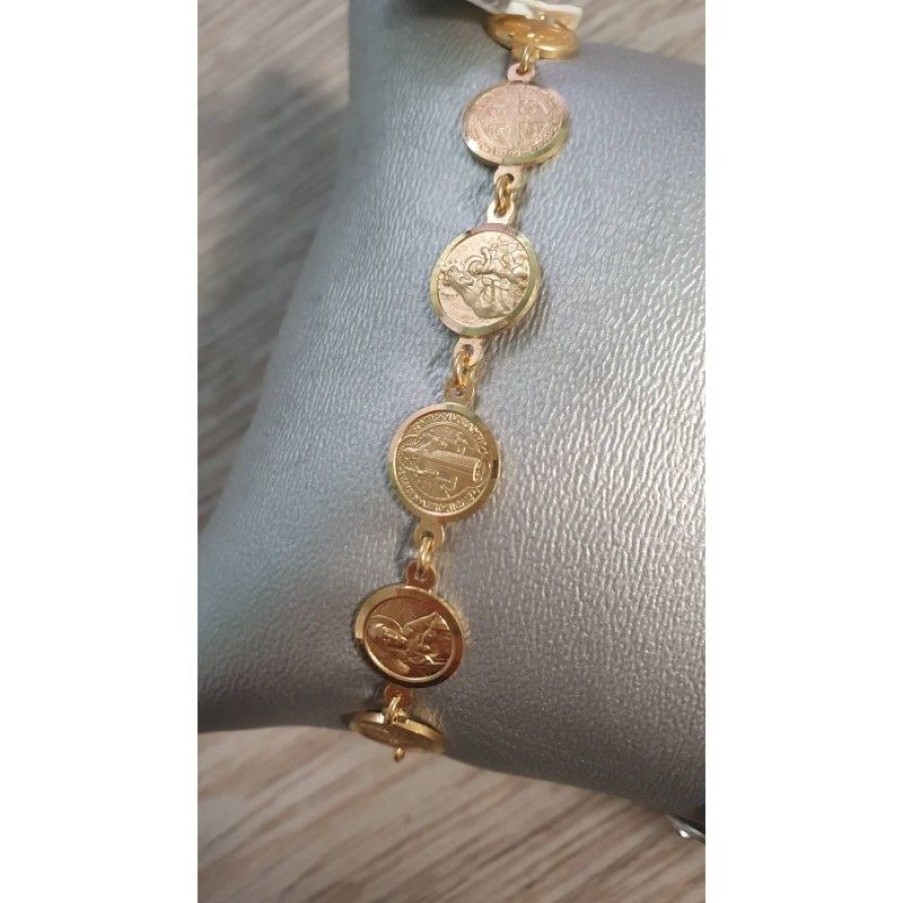Palais du Rosaire Bracelet Argent | Bracelet Argent Dore Avec 12 Medailles