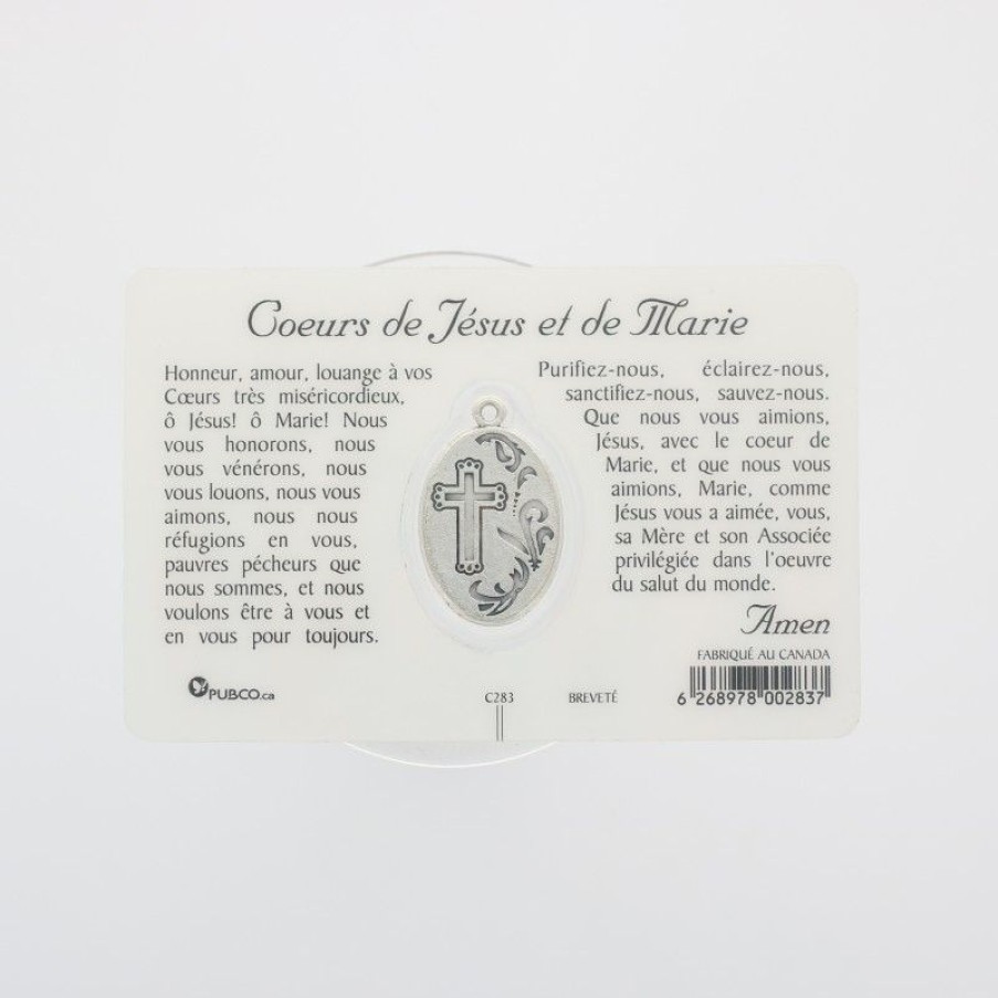 Palais du Rosaire Image Religieuse | Carte De Priere Sacre Coeur De Jesus Et Marie Avec Medaille