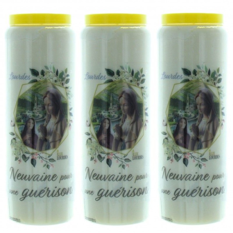 Palais du Rosaire Bougie Neuvaine | Lot De 3 Bougies De Neuvaine Pour Une Guerison 17,5Cm