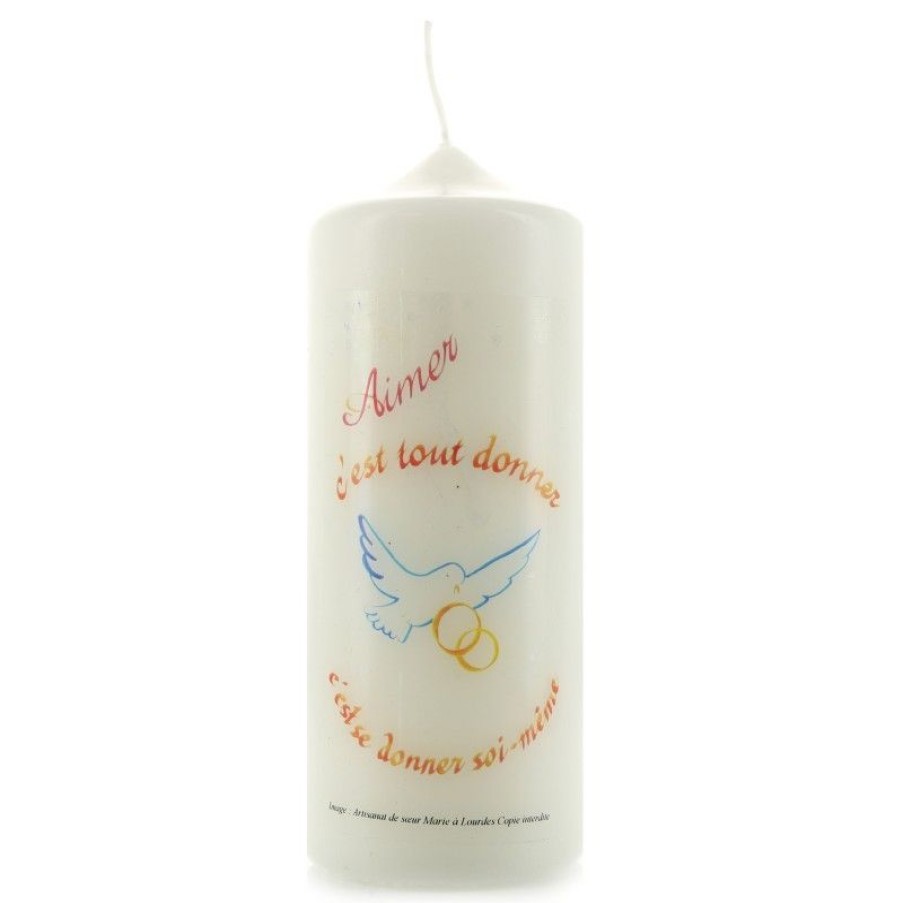 Palais du Rosaire Bougie Decorative | Bougie Blanche Avec Citation Mariage 15X6Cm