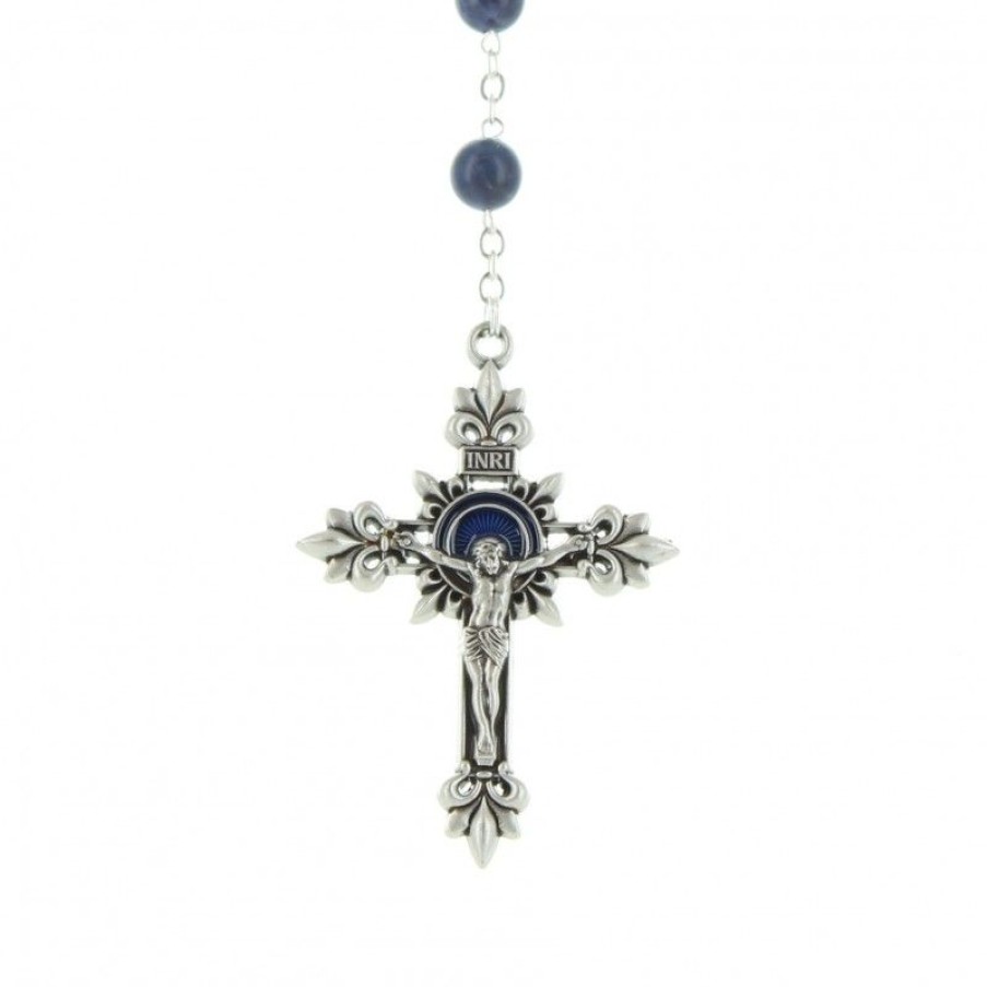 Palais du Rosaire Chapelet Pierre | Chapelet Medaille Miraculeuse En Pierre Sodalite
