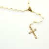 Palais du Rosaire Chapelet Nacre | Chapelet Dore Avec Grains Et Croix En Nacre Veritable
