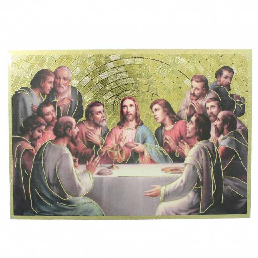 Palais du Rosaire Cadre Religieux | Plaquette En Bois De La Cene Sur Fond Mosaique 11X16Cm