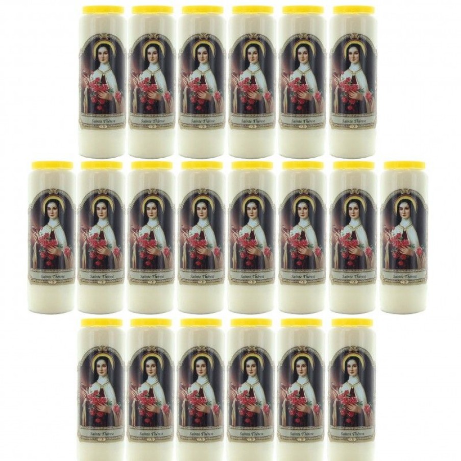 Palais du Rosaire Bougie Neuvaine | Lot De 20 Bougies Neuvaine Sainte Therese 17,5 Cm