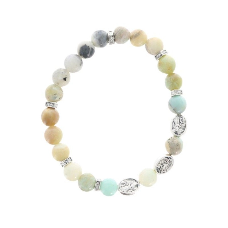 Palais du Rosaire Bracelet Fantaisie | Bracelet De L'Ange Gardien En Pierre Avec Boite Presentoir