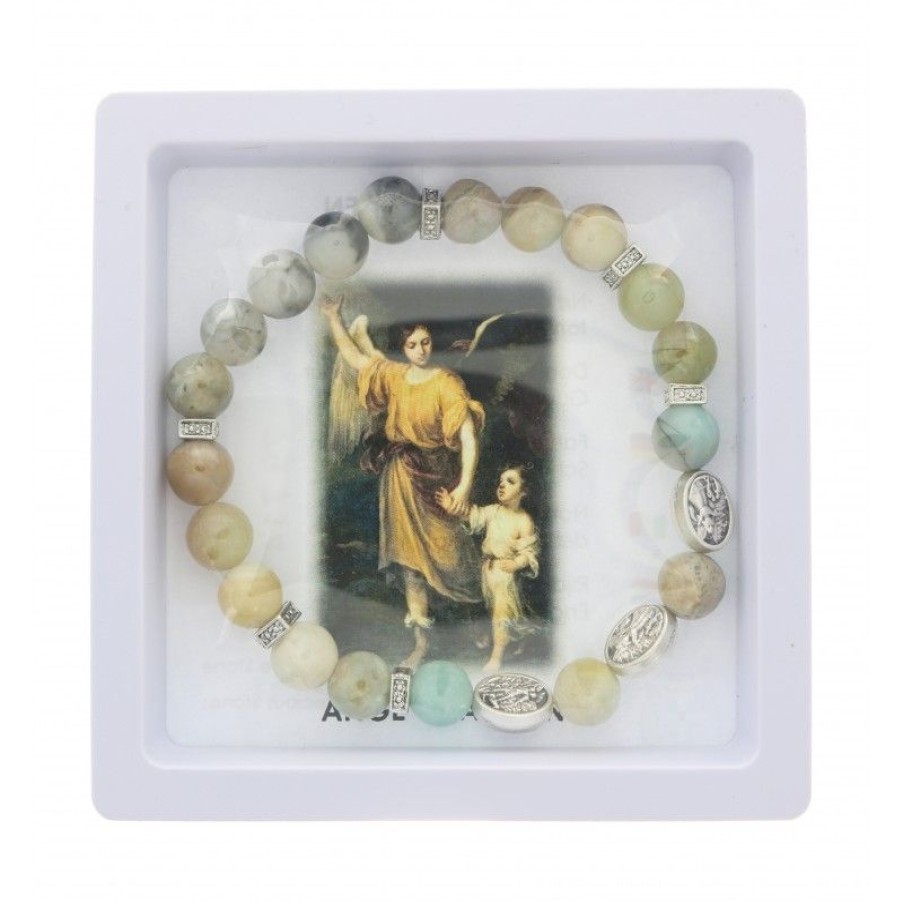 Palais du Rosaire Bracelet Fantaisie | Bracelet De L'Ange Gardien En Pierre Avec Boite Presentoir