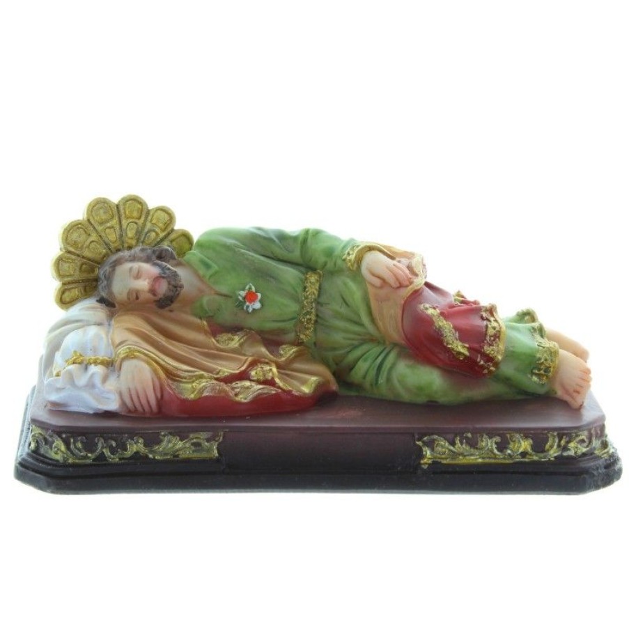 Palais du Rosaire Statue De Saint Joseph | Statue De Saint Joseph Qui Dort En Resine Coloree 12Cm