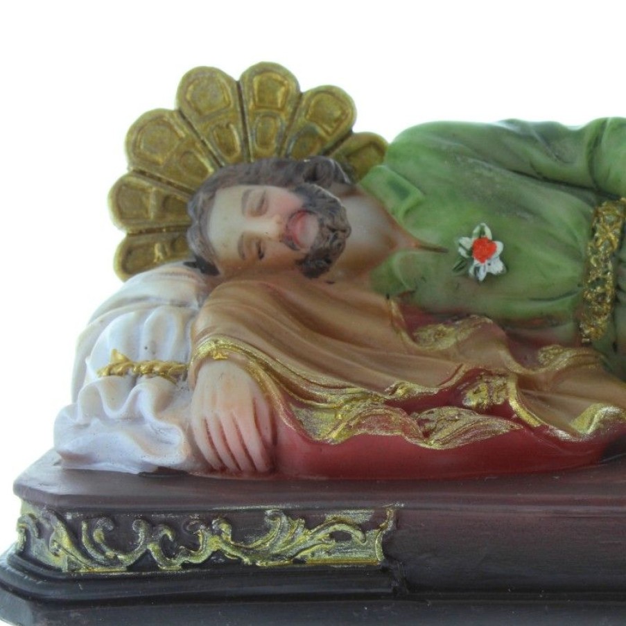 Palais du Rosaire Statue De Saint Joseph | Statue De Saint Joseph Qui Dort En Resine Coloree 12Cm