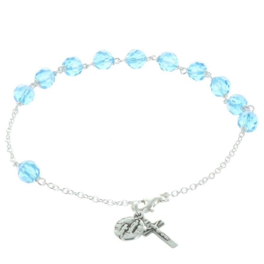 Palais du Rosaire Bracelet Argent | Bracelet Dizainier De Lourdes En Argent Et Perles En Cristal