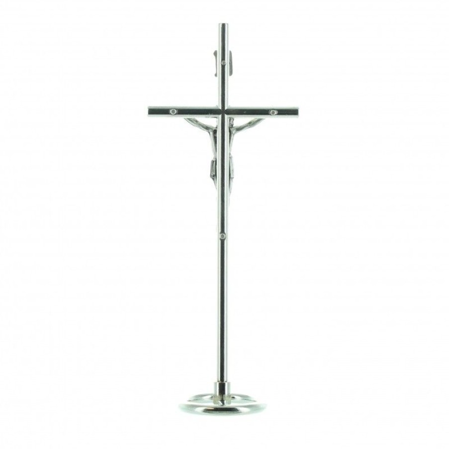Palais du Rosaire Crucifix Metal | Crucifix En Metal Sur Pied 16 Cm