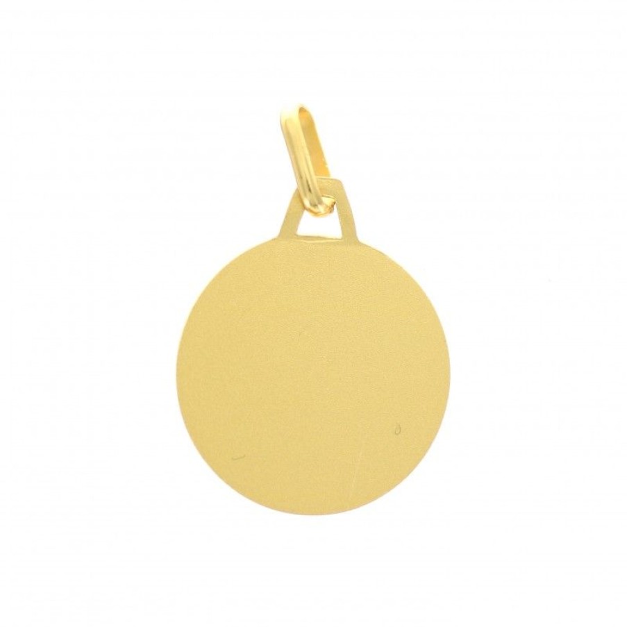 Palais du Rosaire Medaille Et Croix Plaque Or | Medaille En Plaque Or 16Mm Avec Vierge De Profil