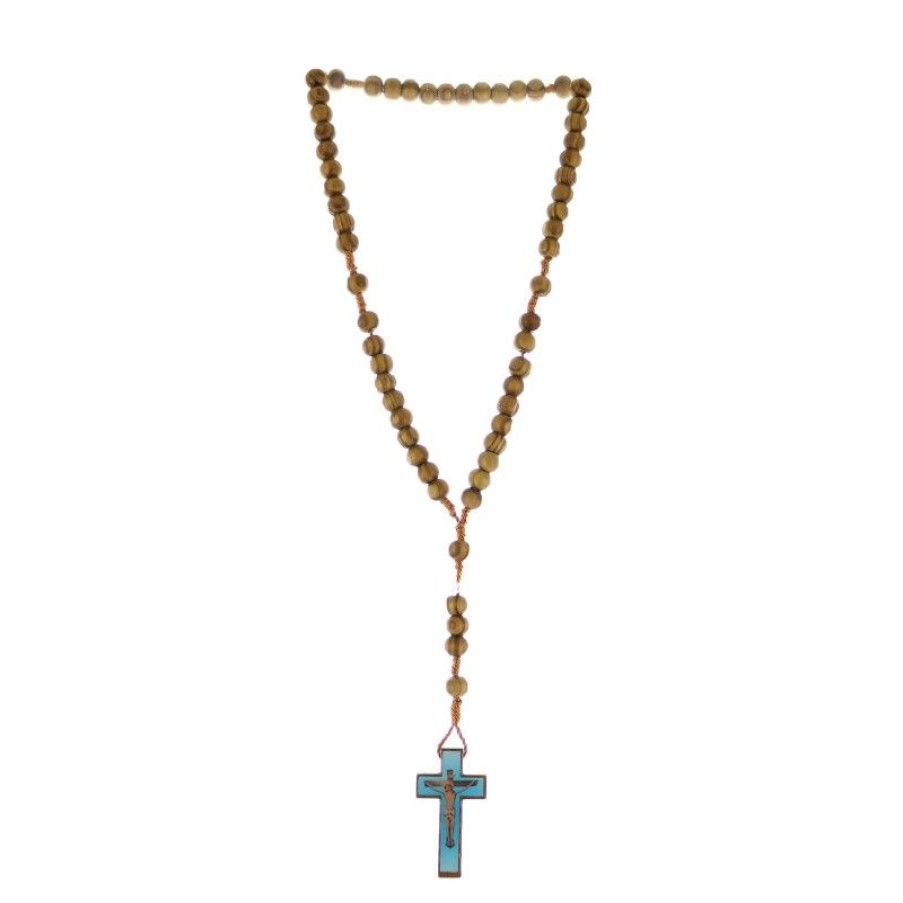 Palais du Rosaire Chapelet Bois | Chapelet En Bois D'Olivier Avec Illustration Du Christ